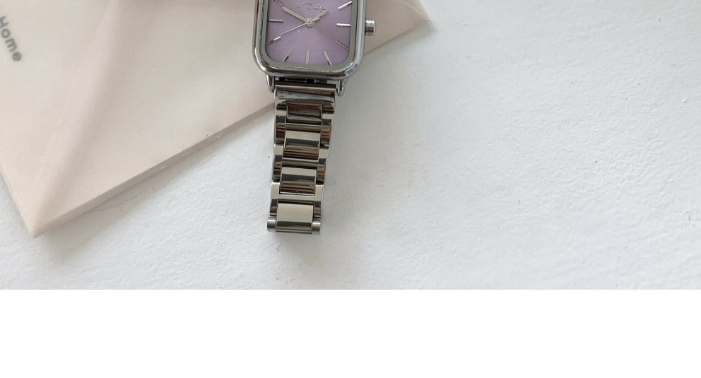Fashion Purple Face Pu Square Dial Watch (with Battery),Ladies Watches