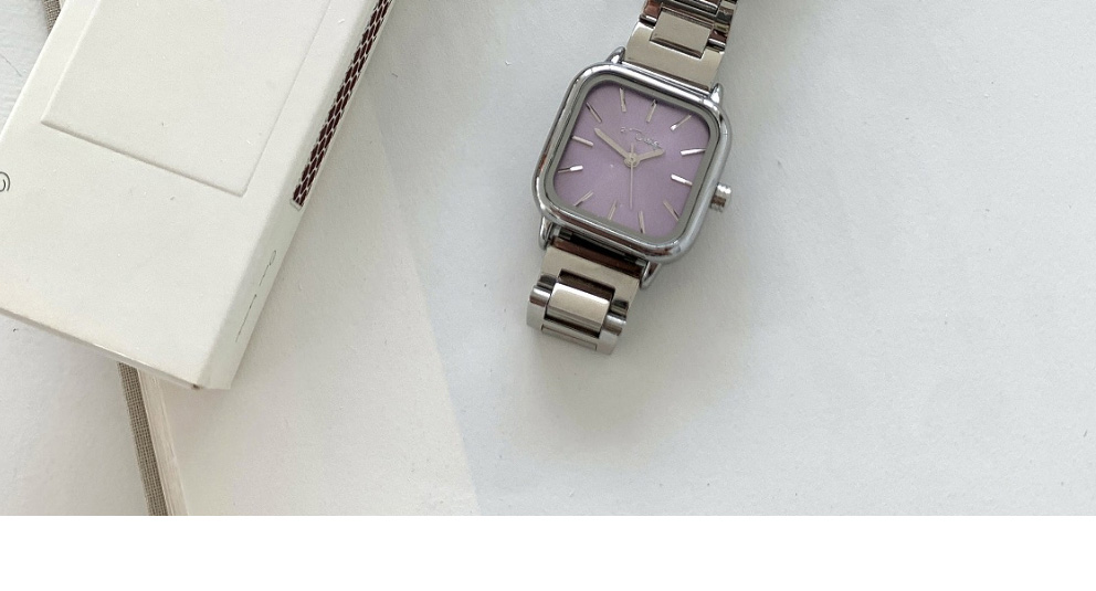 Fashion Purple Face Pu Square Dial Watch (with Battery),Ladies Watches
