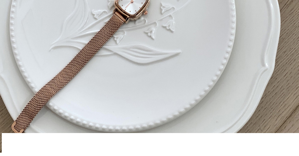 Fashion Rose Gold White Face Pu Square Dial Watch (with Battery),Ladies Watches