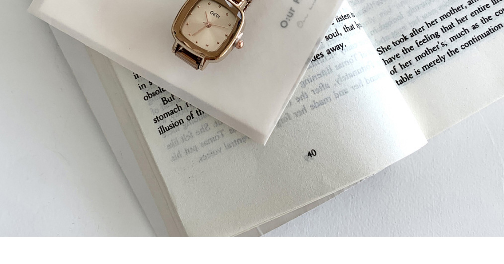 Fashion Rose Gold White Face Pu Square Dial Watch (with Battery),Ladies Watches