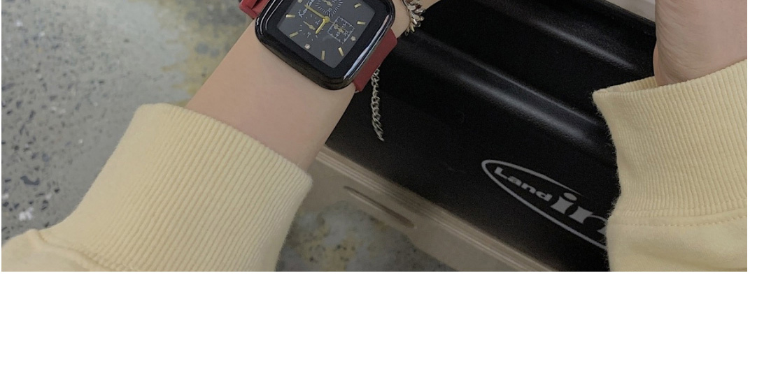 Fashion Black Belt Pu Square Dial Watch (with Battery),Ladies Watches