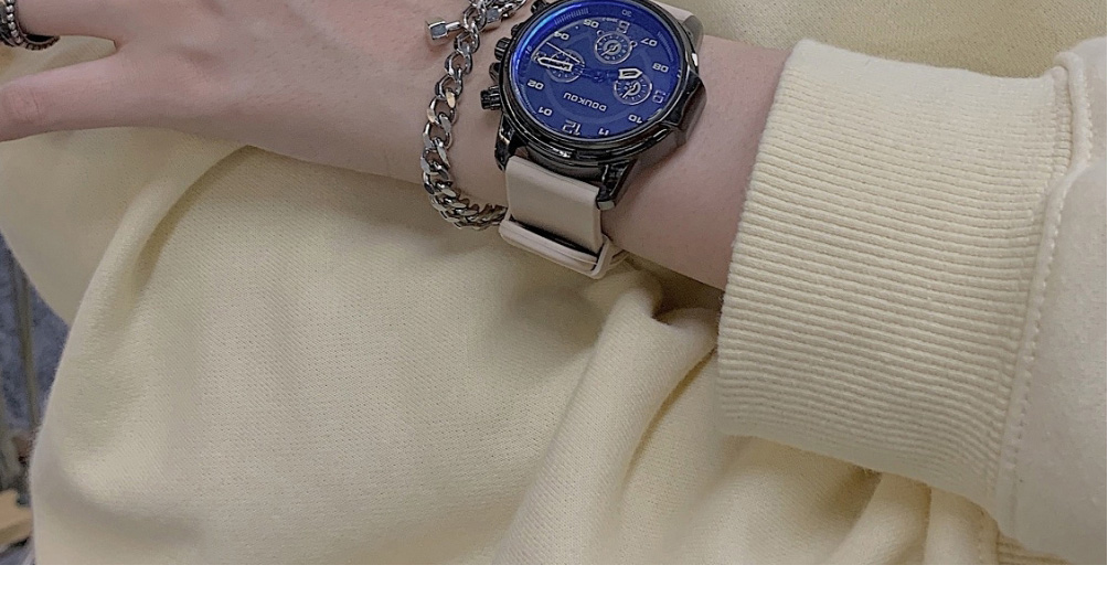Fashion Blue Ribbon Pu Round Dial Watch (with Battery),Ladies Watches