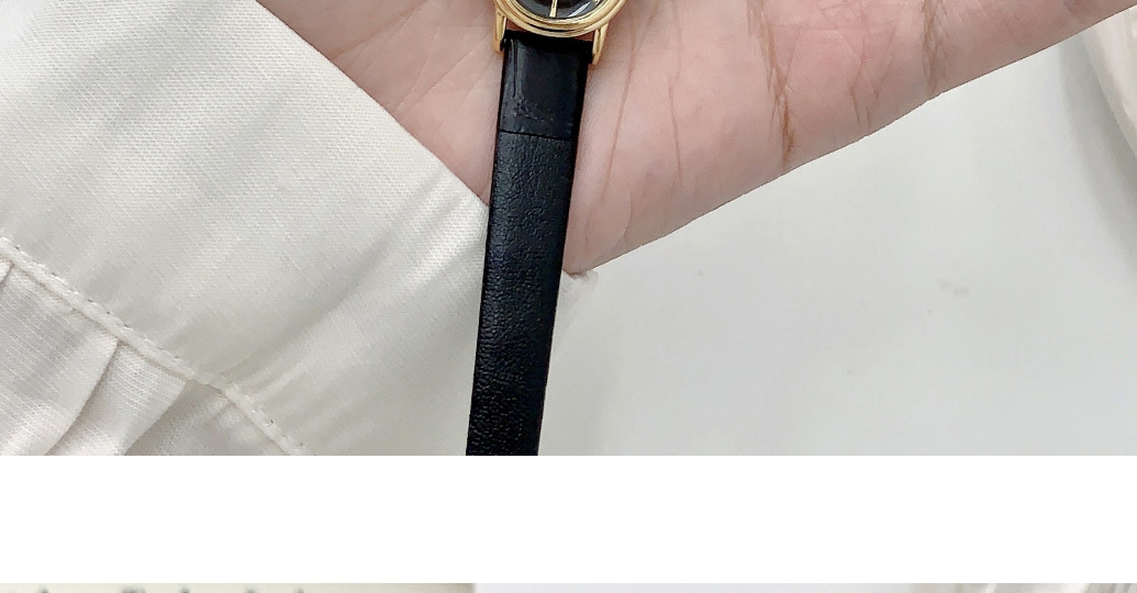 Fashion Coffee With Gold Frame And Gold Noodles Pu Oval Dial Watch (with Battery),Ladies Watches