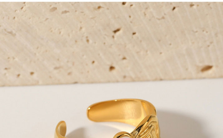 Fashion Gold Titanium Lava Pearl Open Ring,Rings