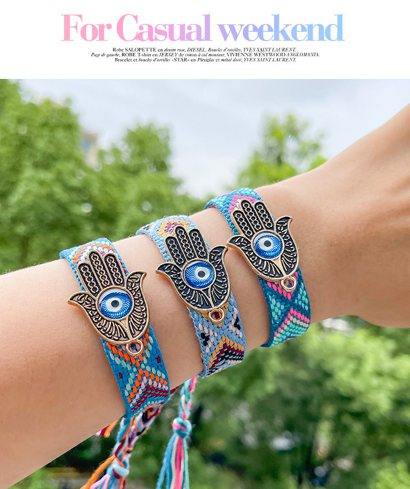 Fashion Color 3 Alloy Diamond Palm Eye Woven Motif Bracelet,Fashion Bracelets