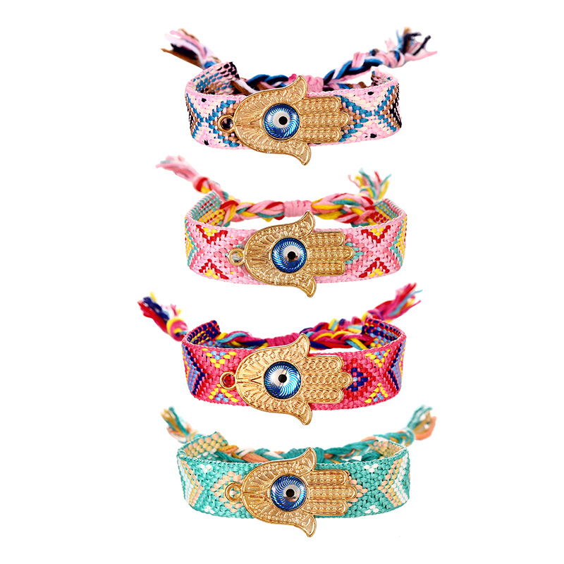 Fashion Color 4 Alloy Resin Palm Eye Woven Pattern Bracelet,Fashion Bracelets