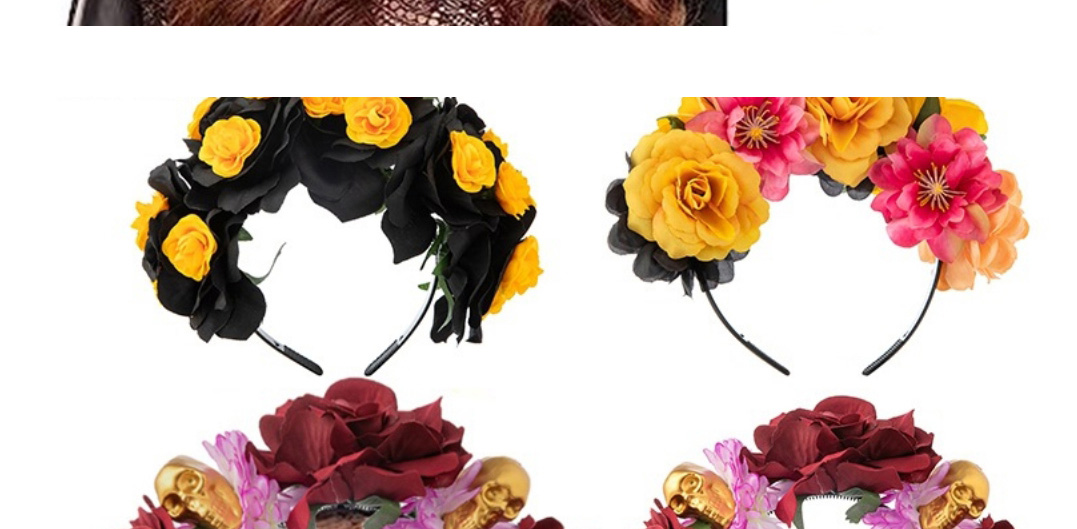Fashion 14# Fabric Flower Skull Headband,Head Band