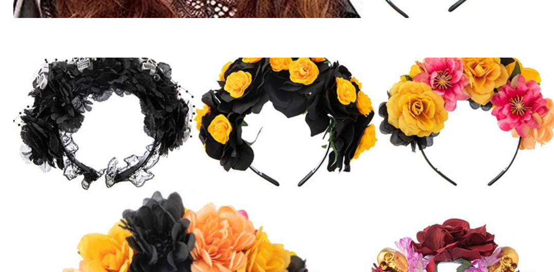Fashion 14# Fabric Flower Skull Headband,Head Band