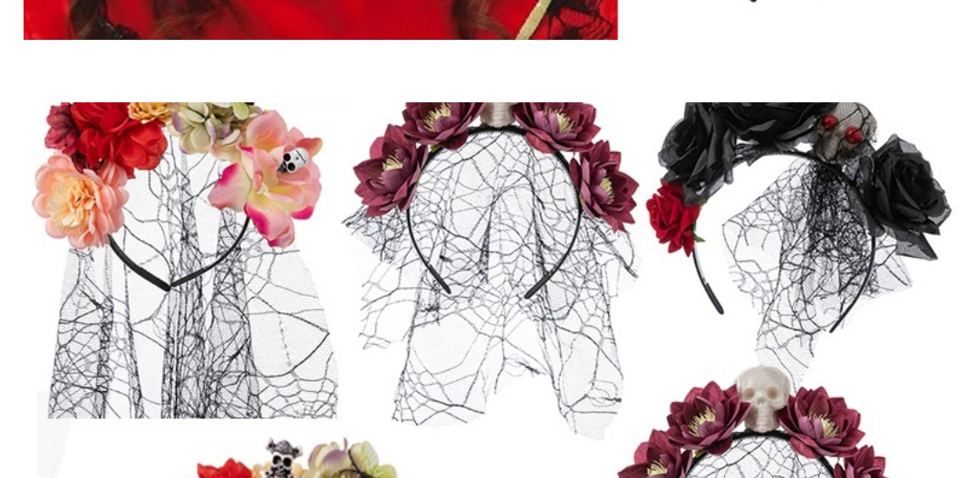 Fashion 2# Fabric Flower Skull Headband,Head Band