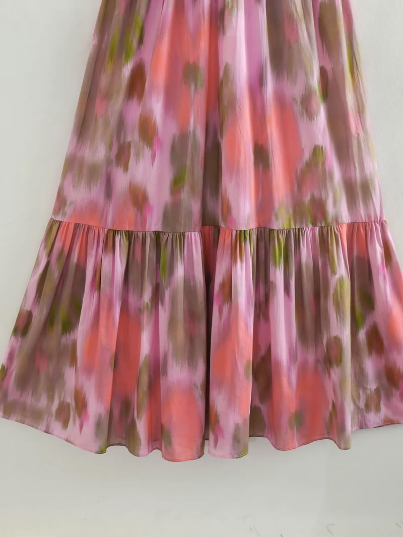 Fashion Color Printed Slip Dress,Long Dress
