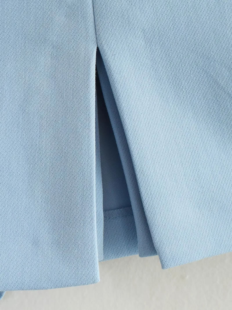 Fashion Blue Polyester Slit Culottes,Shorts