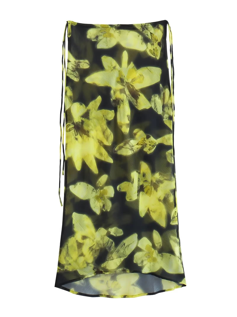Fashion Color Silk Satin Printed Skirt,Skirts