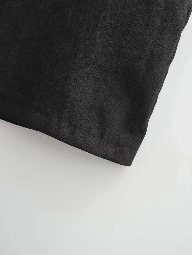 Fashion Black Linen Tassel Slit Skirt,Skirts