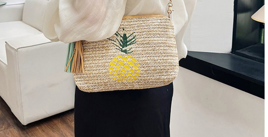 Fashion Pineapple Straw Pineapple Large Capacity Messenger Bag,Shoulder bags