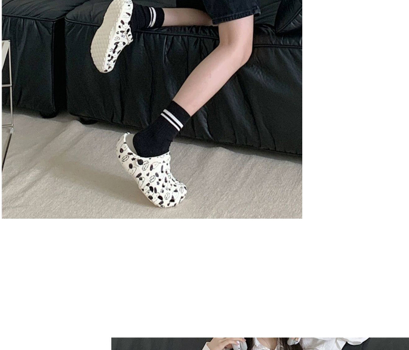 Fashion Milky White Eva Graffiti Cartoon Puppy Baotou Hole Sandals,Slippers