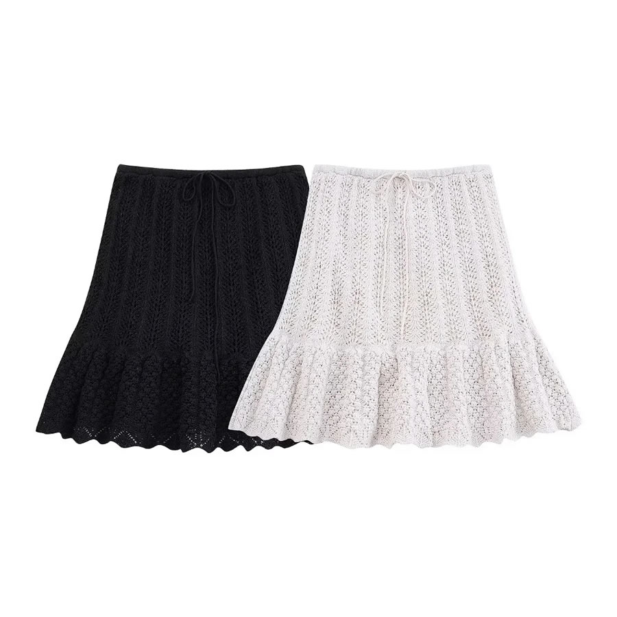Fashion White Jacquard Mesh-knit Skirt,Skirts