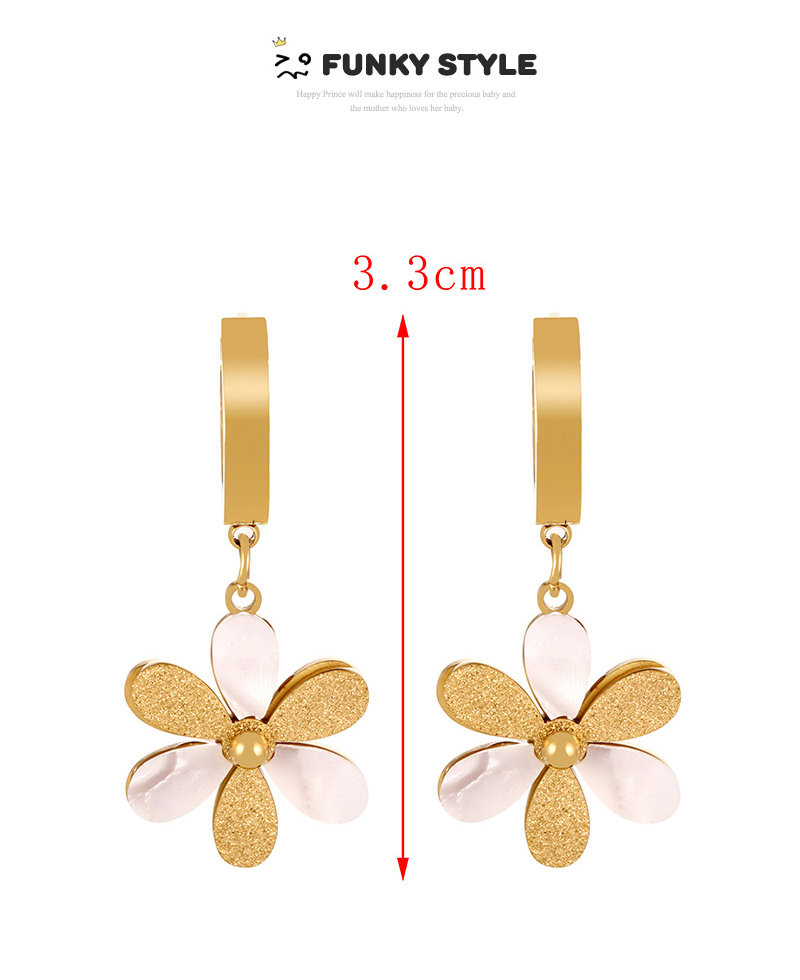 Fashion Rose Gold Titanium Shell Sequin Flower Hoop Earrings,Earrings