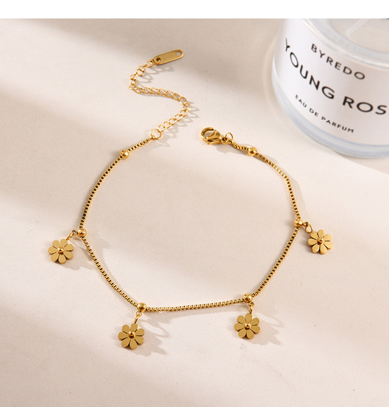 Fashion Gold Titanium Steel Flower Pendant Anklet,Bracelets