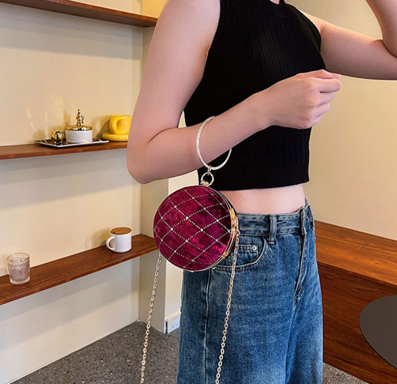 Fashion Black Pu Suede Rhombus Spherical Messenger Bag,Shoulder bags