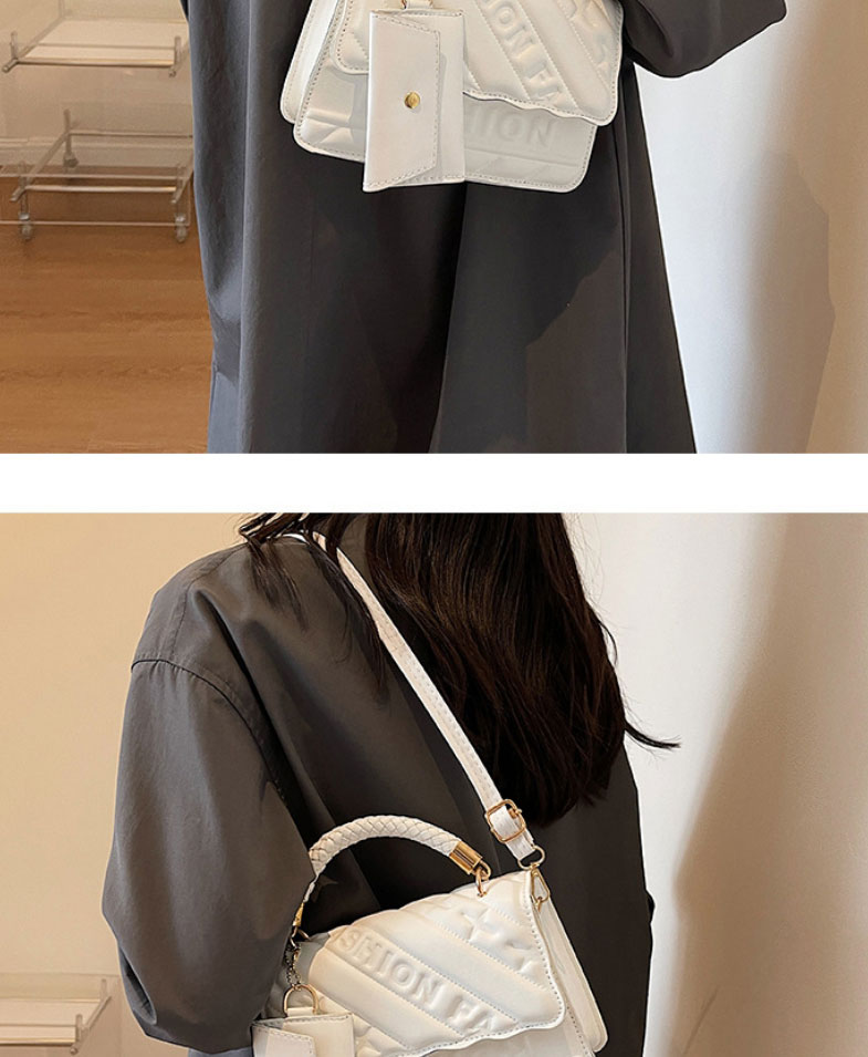 Fashion Blue Pu Embossed Letter Large Capacity Diagonal Combo Bag,Shoulder bags
