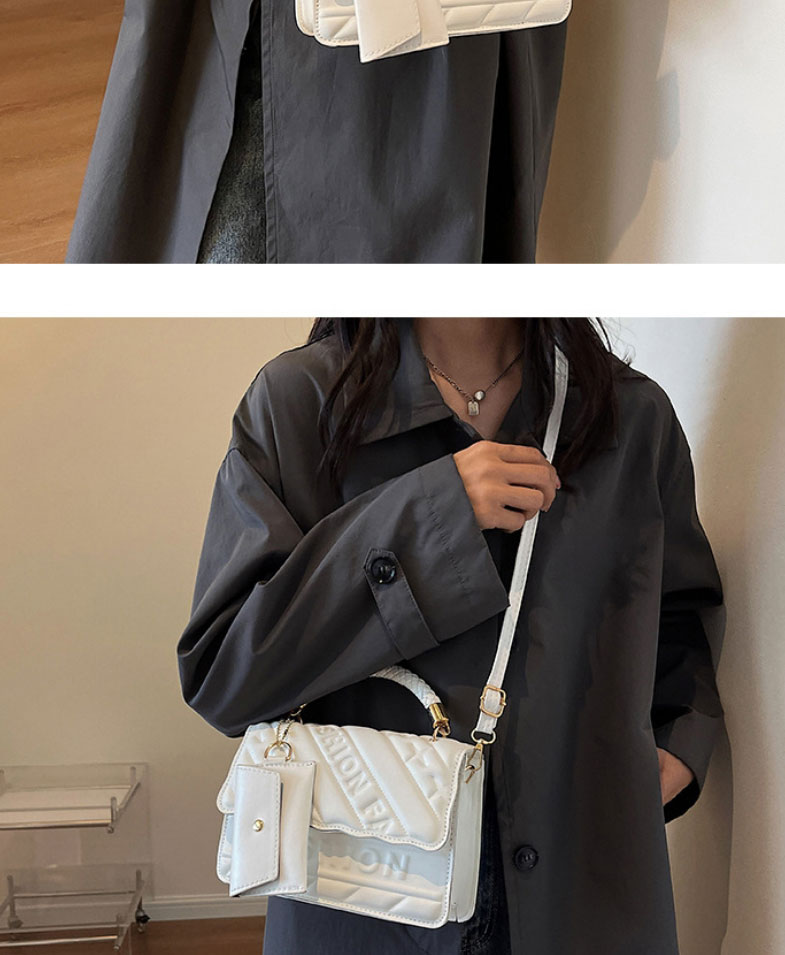 Fashion Black Pu Embossed Letter Large Capacity Diagonal Combo Bag,Shoulder bags
