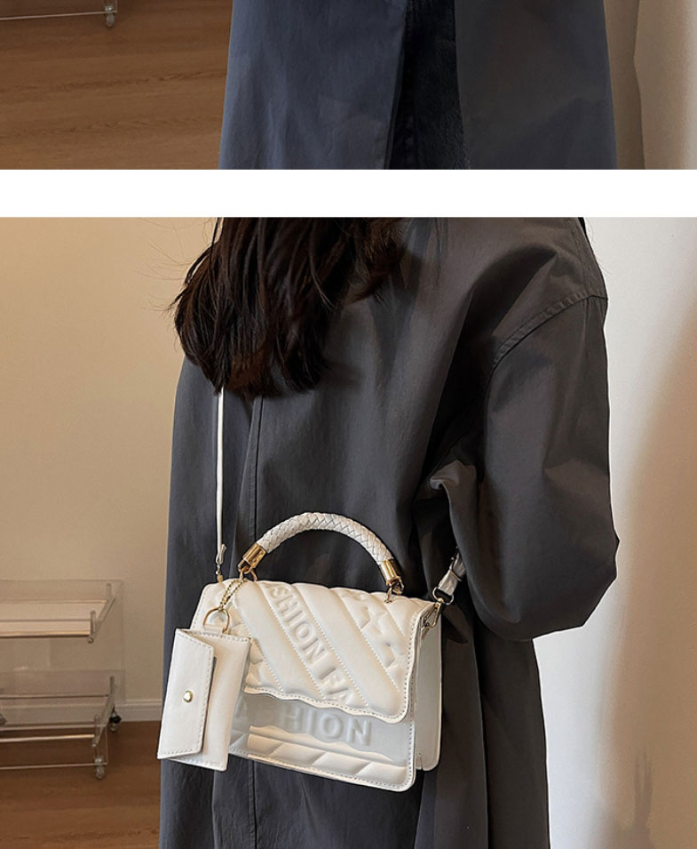 Fashion Off White Pu Embossed Letter Large Capacity Diagonal Combo Bag,Shoulder bags