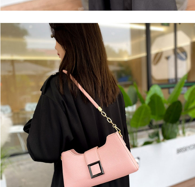 Fashion Black Pu Square Buckle Messenger Bag,Shoulder bags