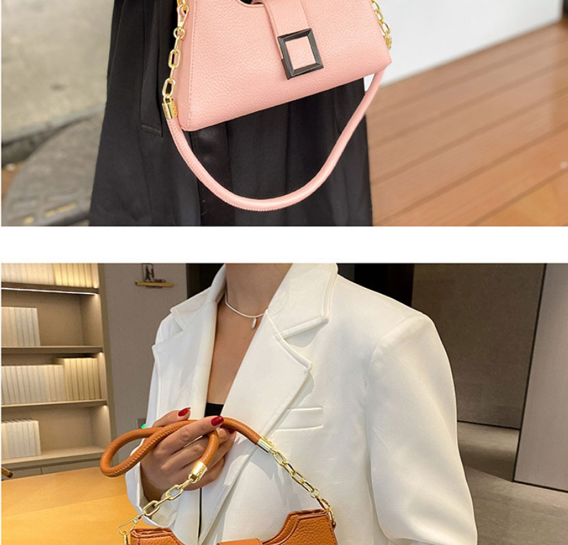 Fashion Yellow Brown Pu Square Buckle Messenger Bag,Shoulder bags