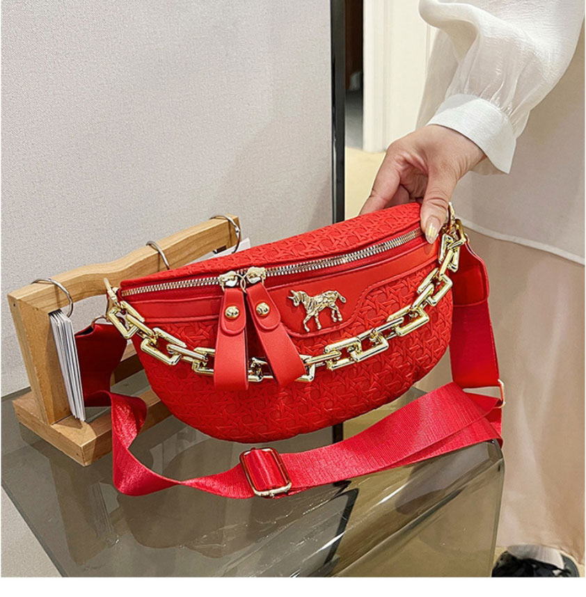 Fashion Red Pu Pizzeria Large Capacity Messenger Bag,Shoulder bags