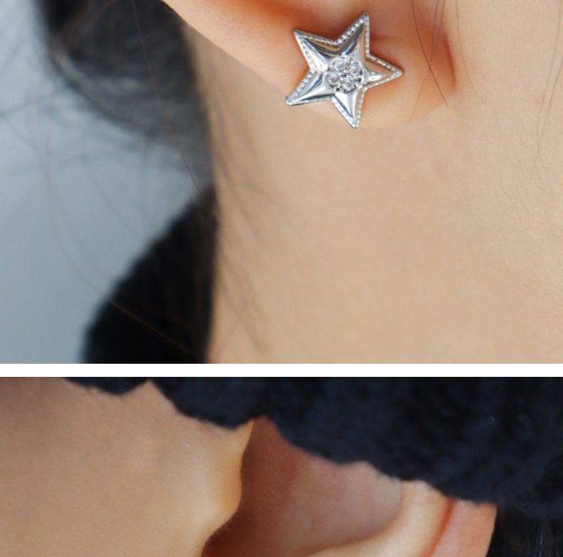 Fashion A Star Earring Brass Stud Earrings With Diamonds (single),Earrings