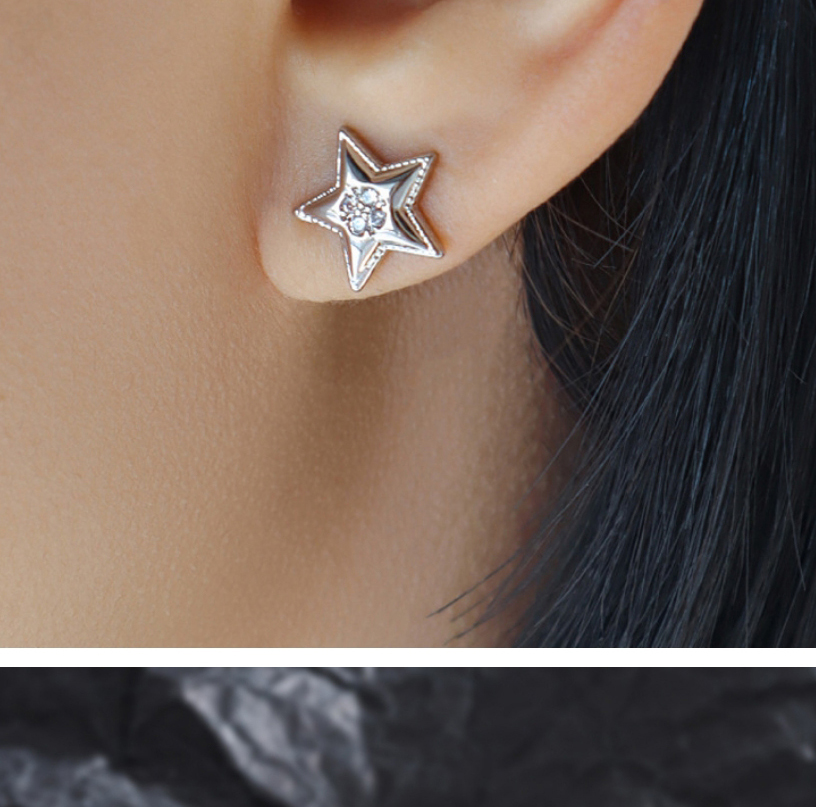 Fashion A Star Earring Brass Stud Earrings With Diamonds (single),Earrings