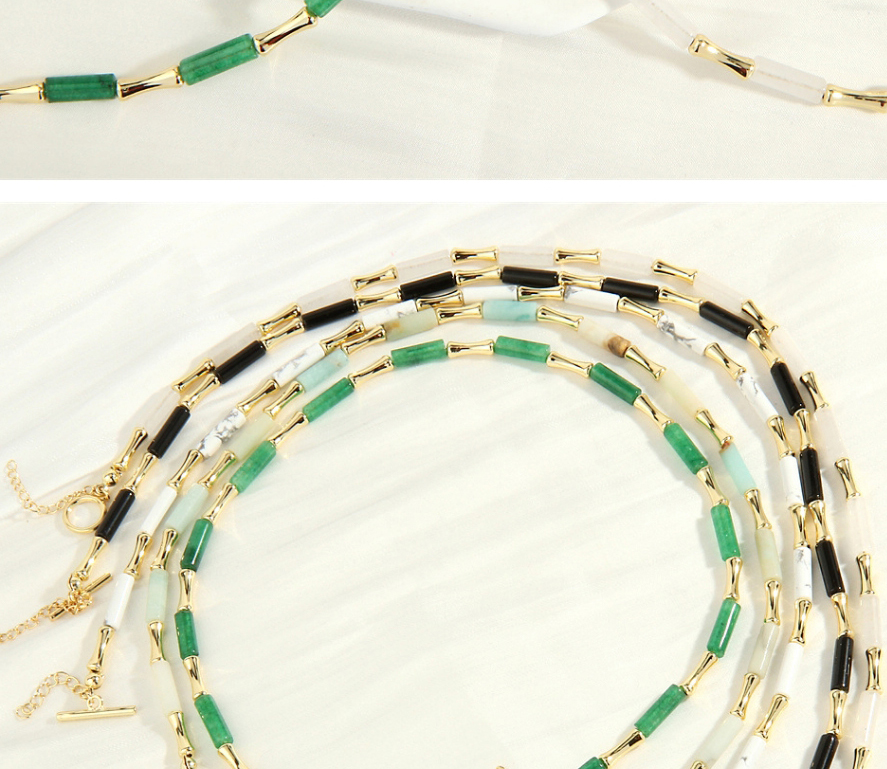 Fashion Green Malay Jade Mixed Color Beaded Geometric Necklace,Crystal Necklaces