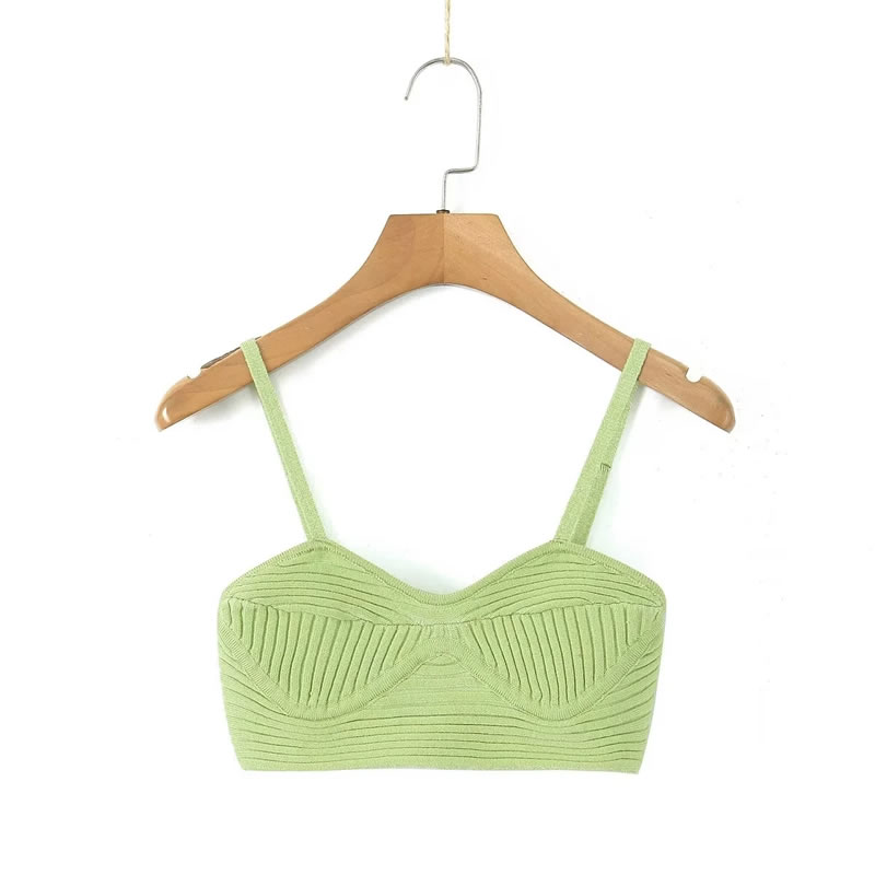 Fashion Green Solid Color Knitted Vest,Tank Tops & Camis