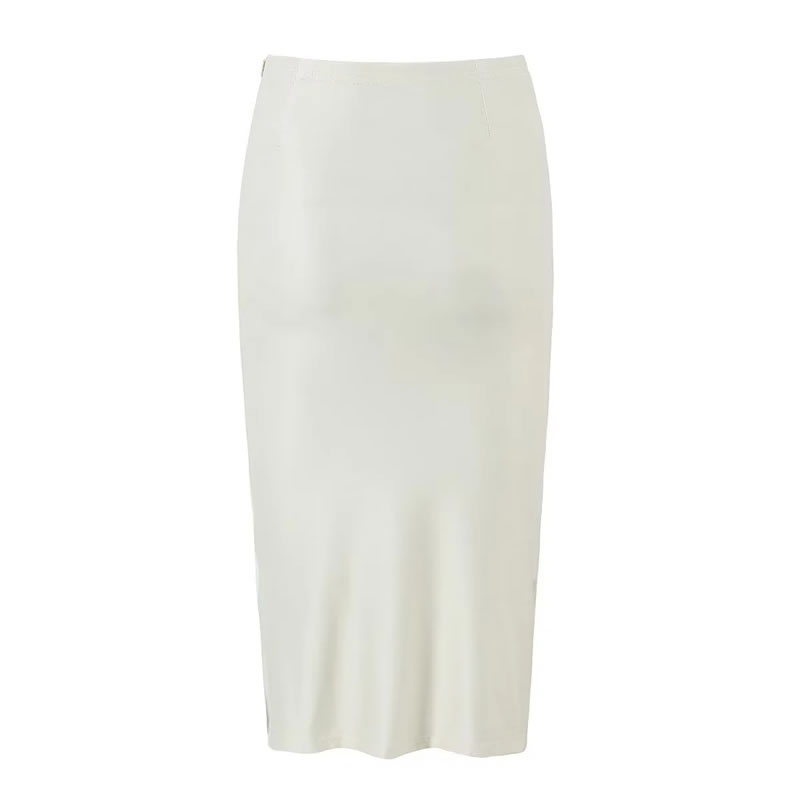 Fashion White Cotton Printed Knit High-stretch Skirt,Skirts