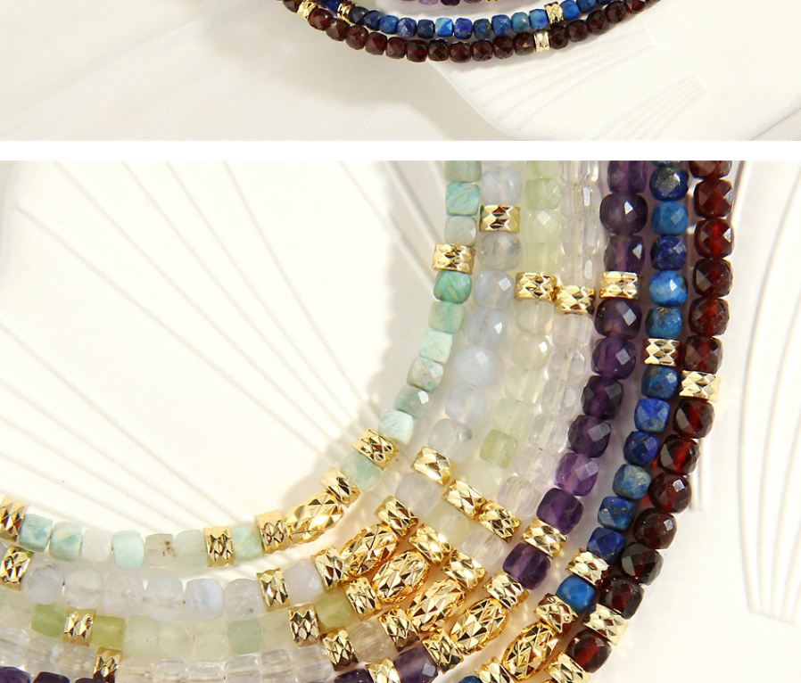 Fashion Amethyst Semi-precious Beaded Geometric Necklace,Crystal Necklaces