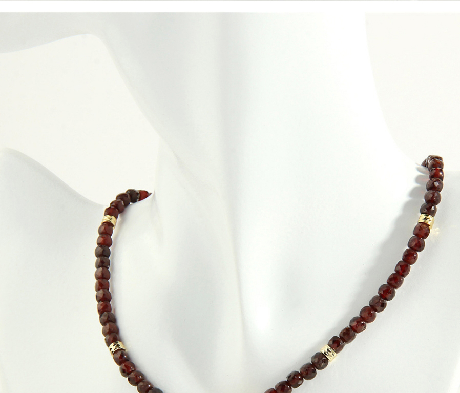 Fashion Garnet Semi-precious Beaded Geometric Necklace,Crystal Necklaces