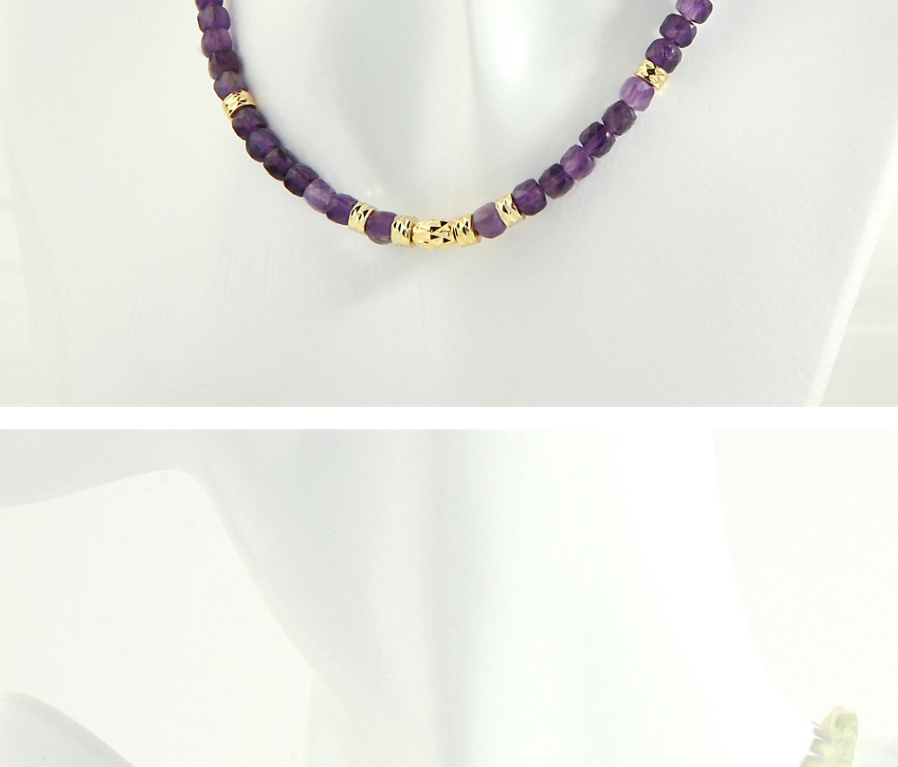 Fashion Amethyst Semi-precious Beaded Geometric Necklace,Crystal Necklaces