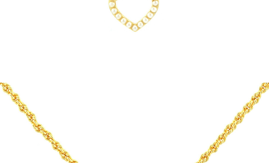 Fashion Gold Geometric Diamond And Pearl Heart Necklace,Pendants