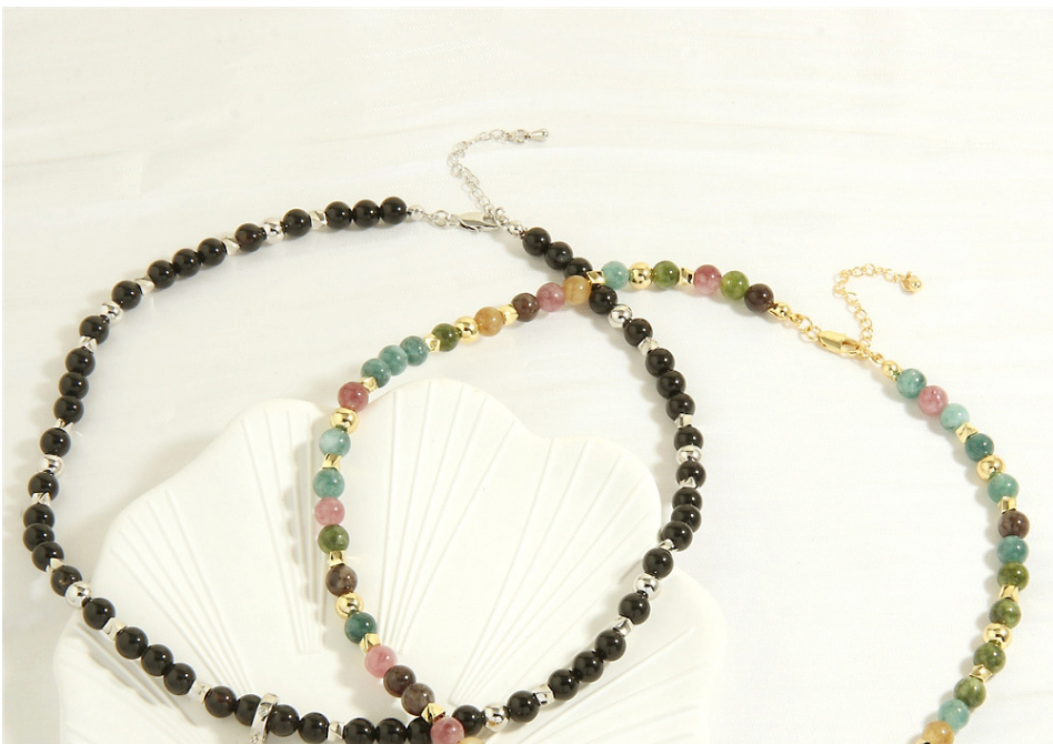 Fashion Tourmaline Stone Pearl Pendant Multicolored Tourmaline Beaded Pearl Necklace,Crystal Necklaces