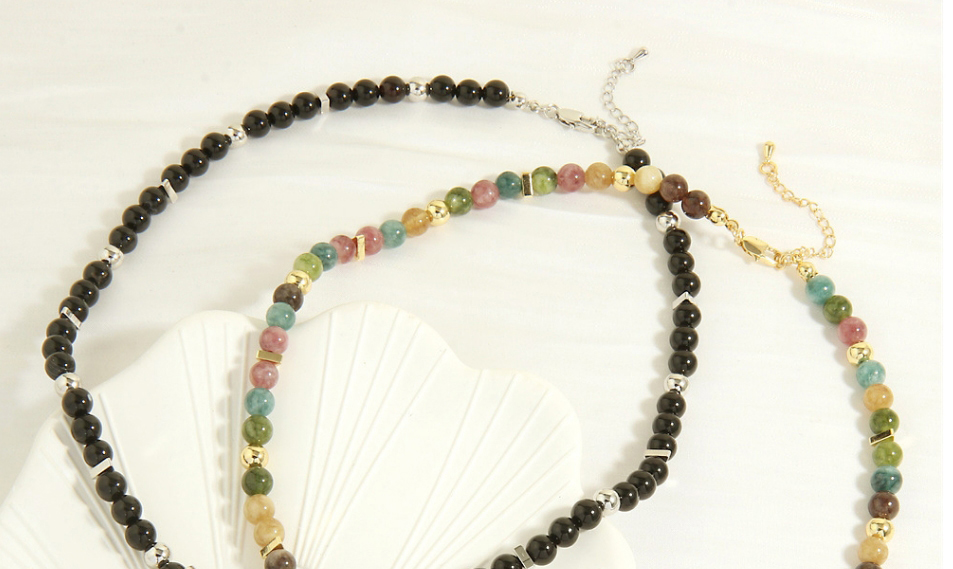 Fashion Black Onyx Tassel Pearl Multicolored Onyx Beaded Pearl Necklace,Crystal Necklaces