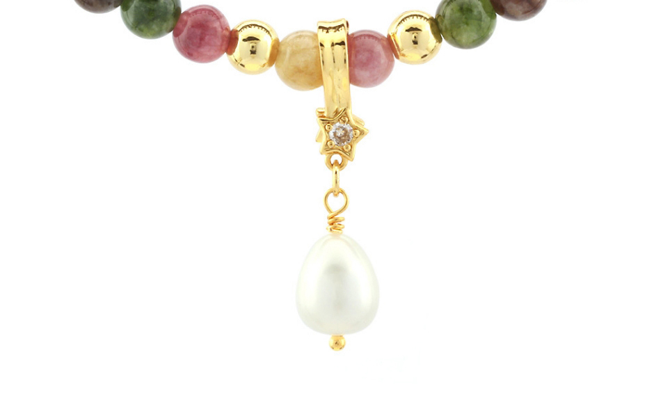 Fashion Tourmaline Stone Tassel Pearl Model Multicolored Tourmaline Beaded Pearl Necklace,Crystal Necklaces