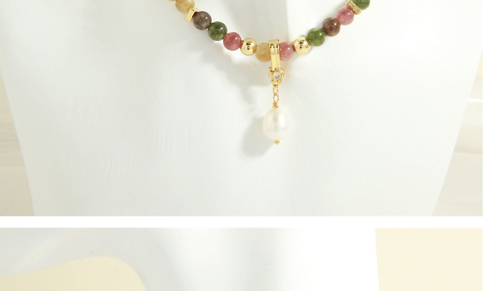 Fashion Tourmaline Stone Tassel Pearl Model Multicolored Tourmaline Beaded Pearl Necklace,Crystal Necklaces