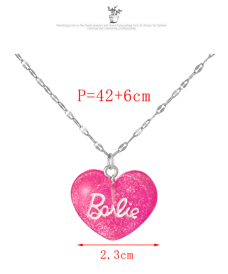 Fashion Red Titanium Steel Resin Heart Alphabet Pendant Necklace,Necklaces