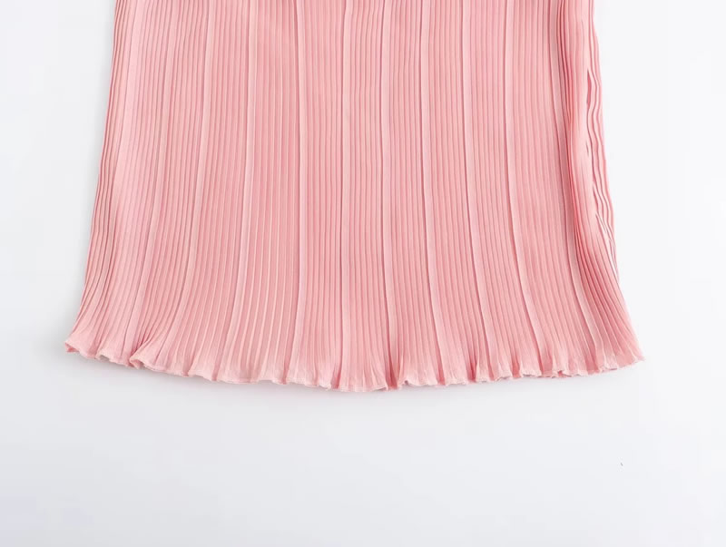 Fashion Pink Pleated Knotted Halter Top,Tank Tops & Camis