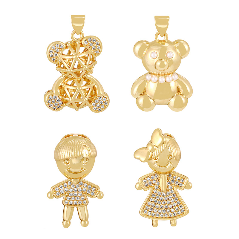 Fashion Golden 2 Copper Pearl Bear Pendant Accessory,Jewelry Findings & Components
