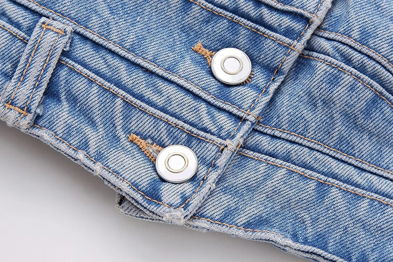 Fashion Blue Denim Button-up Bandeau Top,Tank Tops & Camis