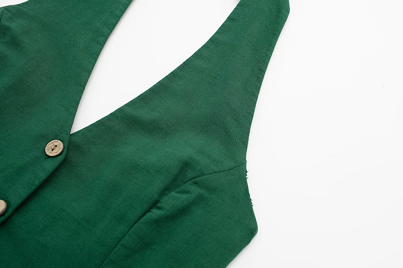 Fashion Green Halterneck Tie Pleated Tank Top,Tank Tops & Camis
