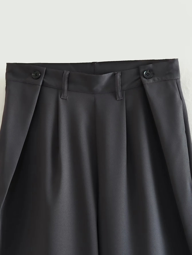 Fashion Dark Gray Polyester Irregular Straight-leg Trousers,Pants