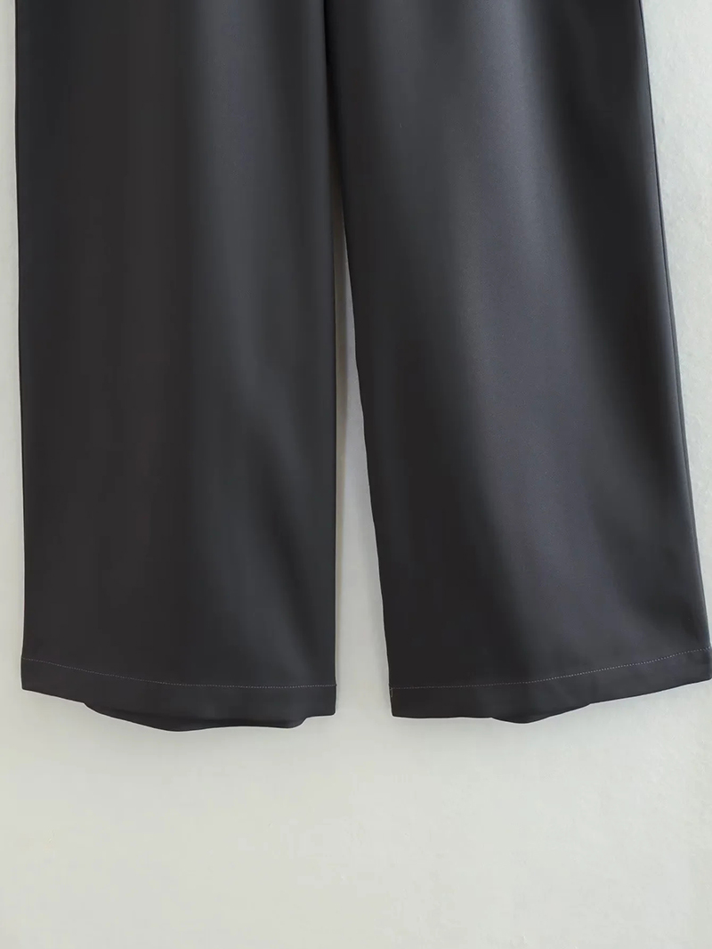 Fashion Dark Gray Polyester Irregular Straight-leg Trousers,Pants