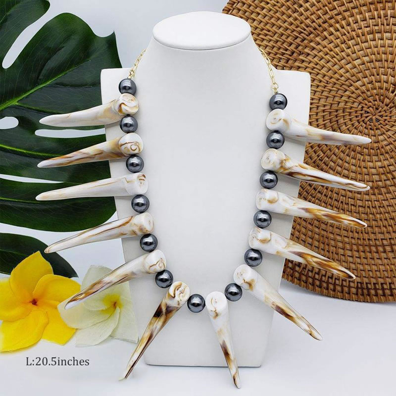 Fashion 12# Horn Pearl Beaded Necklace,Beaded Necklaces